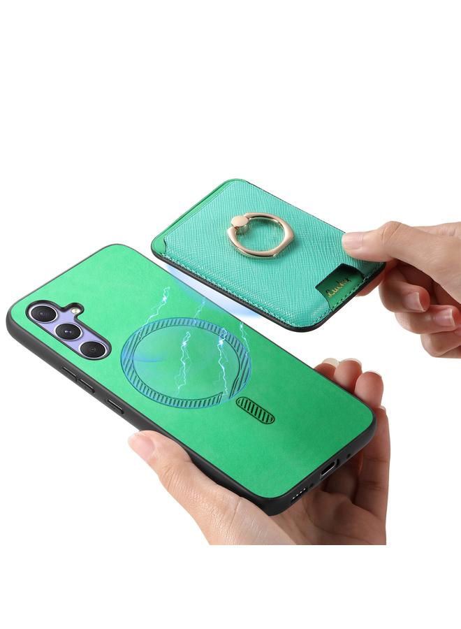 اس-توب جراب لهاتف Samsung Galaxy A34 5G بتصميم كلاسيكي متقاطع من الجلد مع حلقة إدخال عمودية وحقيبة بطاقات وحافظة هاتف MagSafe - Image 4