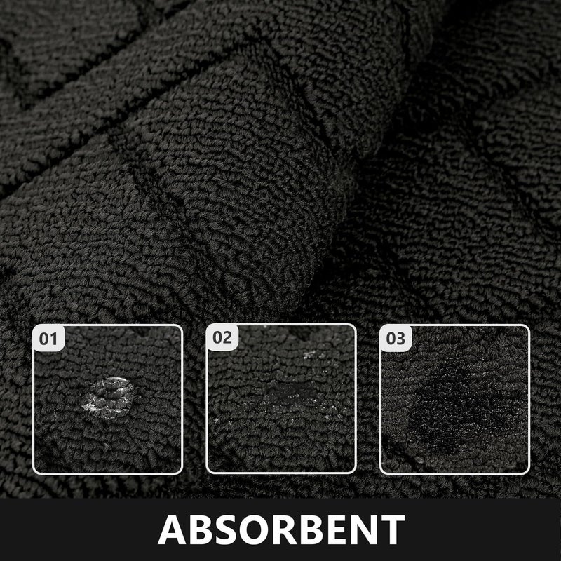 hicorfe Kitchen Rugs and Mats Sets,2 Pieces Super Absorbent Polypropylene Non-Slip Rug,Soft Comfort Floor Mat,Washable for Kitchen,Hallway,Office,Sink,Laundry(20" x 32"+20" x 48",Black) - Image 5