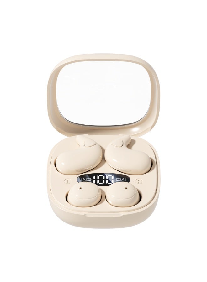 caijin Two pairs of mini invisible wireless Bluetooth earbuds, suitable for small ears, bone conduction comfortable in-ear headphones, mini in-ear sleep headphones designed for side sleepers, ultra-light and comfortable, with LED display, long battery life, compatible with Android and iOS systems, skin tone. - Image 1