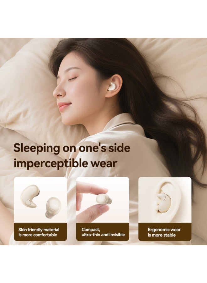 caijin Two pairs of mini invisible wireless Bluetooth earbuds, suitable for small ears, bone conduction comfortable in-ear headphones, mini in-ear sleep headphones designed for side sleepers, ultra-light and comfortable, with LED display, long battery life, compatible with Android and iOS systems, skin tone. - Image 2