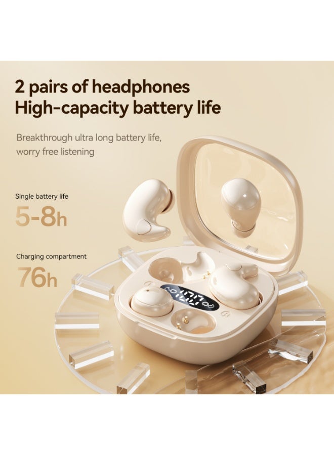 caijin Two pairs of mini invisible wireless Bluetooth earbuds, suitable for small ears, bone conduction comfortable in-ear headphones, mini in-ear sleep headphones designed for side sleepers, ultra-light and comfortable, with LED display, long battery life, compatible with Android and iOS systems, skin tone. - Image 3