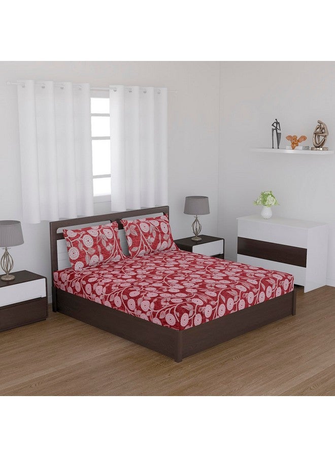 Status Contract Cotton Rich Double Bedsheet with 2 Pillow Covers for Bed Room, Home, Hotel-120 GSM (Maroon) - Image 2