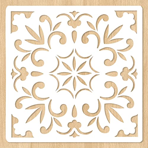 JIUMEI 2pcs 12" x 12" Large Mandala Stencil Painting Template for Floor, Tile, Wall, Fabric, Wood and Furniture - Reusable Flower Stencil DIY Painting Stencil Art Craft Stencils - Image 1