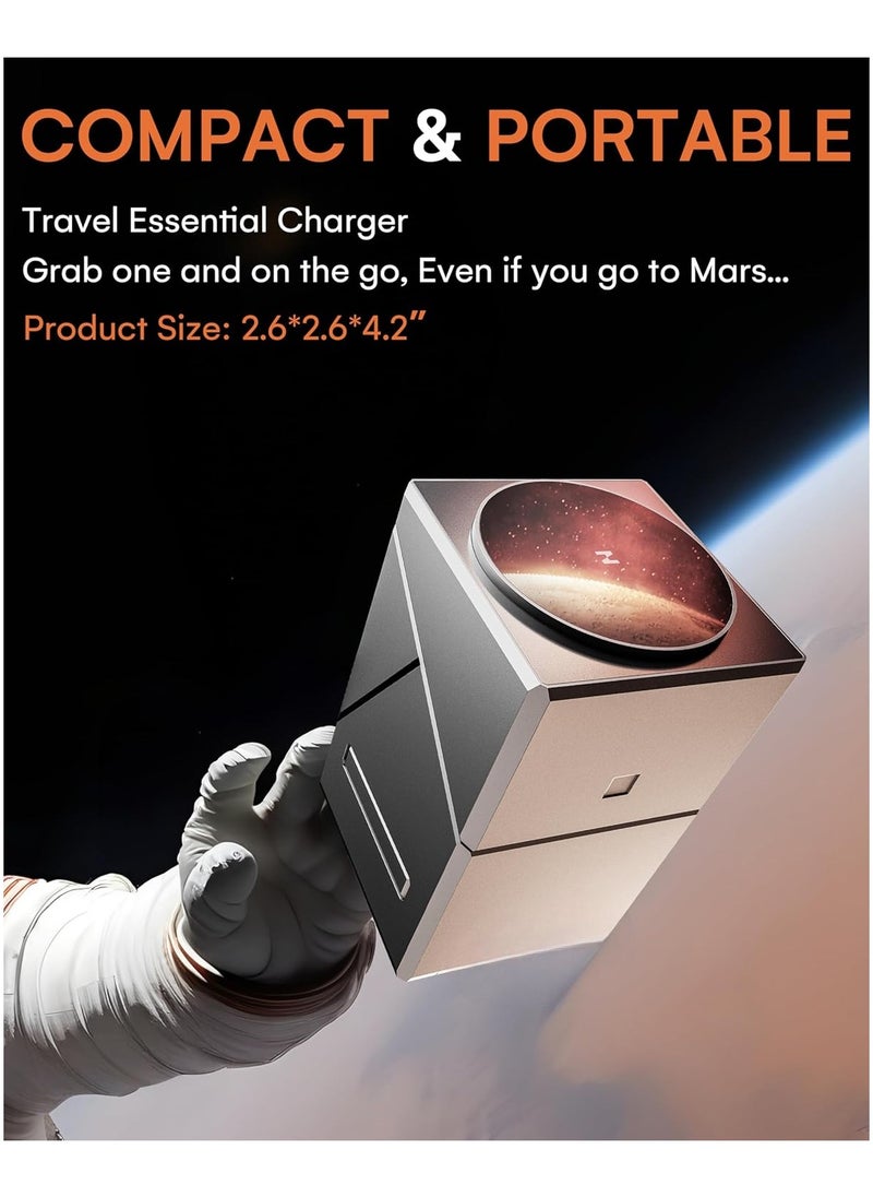 Vidvie - 3 IN 1 Touch Rotation Magnetic Wireless Charging Cube Compatible with MagSafe, Fast Charging Foldable Wireless Charger, Compatible with iPhone 16/15/14,  Watch 1-8/Ultra, AirPods Pro Grey - Image 1