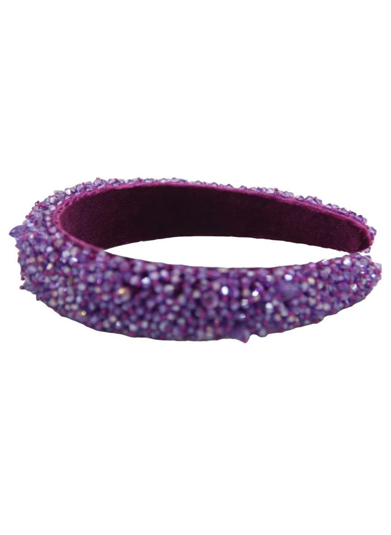 D'Daniela Headband Monalisa For Women's and  Girls Violet Stones Hand Made