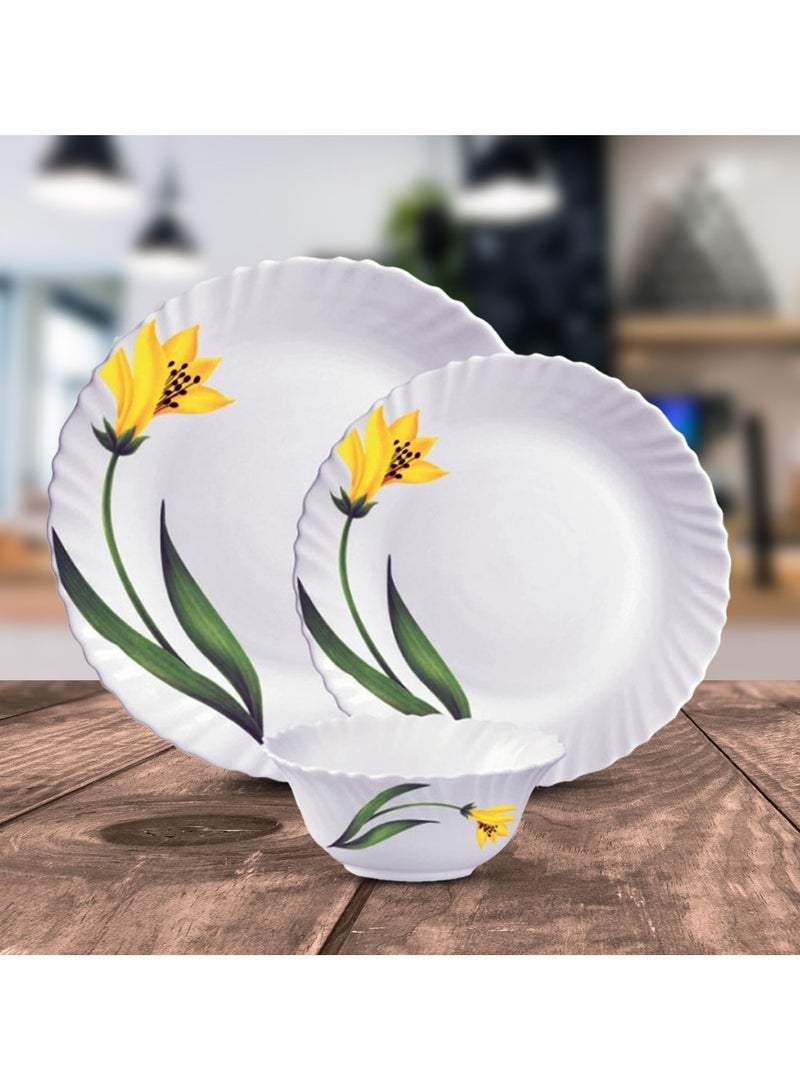 لاوبالا طقم عشاء لا أوبالا كلاسيك 44 قطعة مصنوع من أوبال وير لون كناري آرتش آمن للميكروويف وغسالة الصحون خفيف الوزن بتصميم بسيط - Image 5