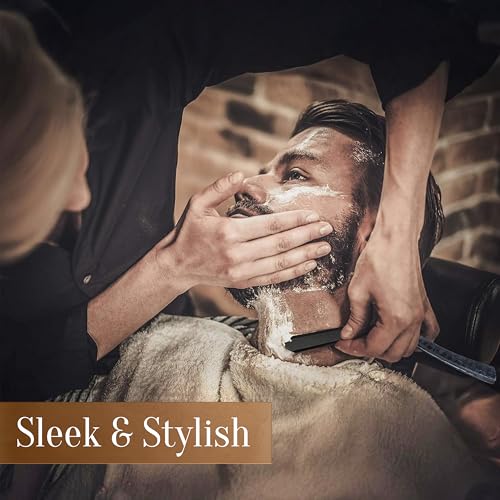 FACON Facón Straight Razors for Men - Professional Barber Straight Edge Razor Kit with 100 Blades, Wooden Stainless Steel Barbero Shaver for a Smooth & Precise Shave, Premium Barber Razor for Men's Shaving - Image 3