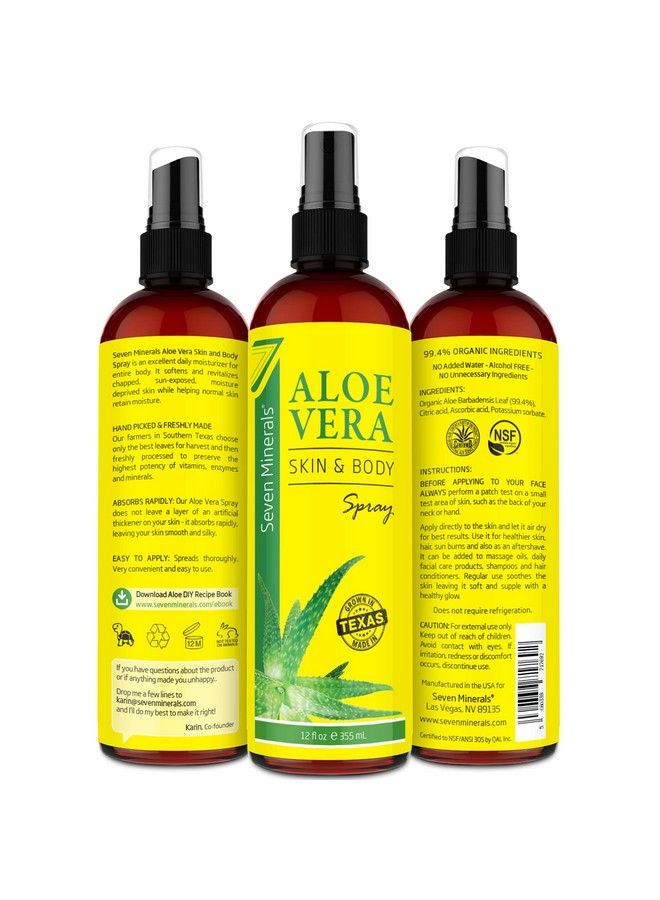Seven Minerals Organic Aloe Vera Spray For Body & Hair From Freshly Cut Aloe Plant Extra Strong Easy To Apply No Thickeners So It Absorbs Rapidly With No Sticky Residue Made In Usa (Big 12 Fl Oz)  - Image 4