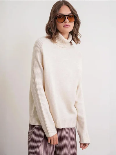 MixRay Mixray Loose Fit Turtleneck Knit Sweater