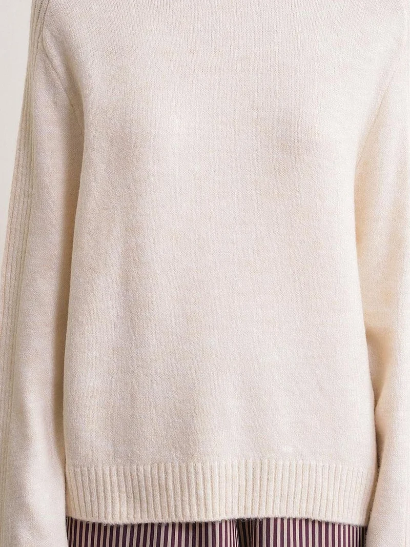 MixRay Natural Mixray Loose Fit Turtleneck Knit Sweater for Women | Best Price UAE