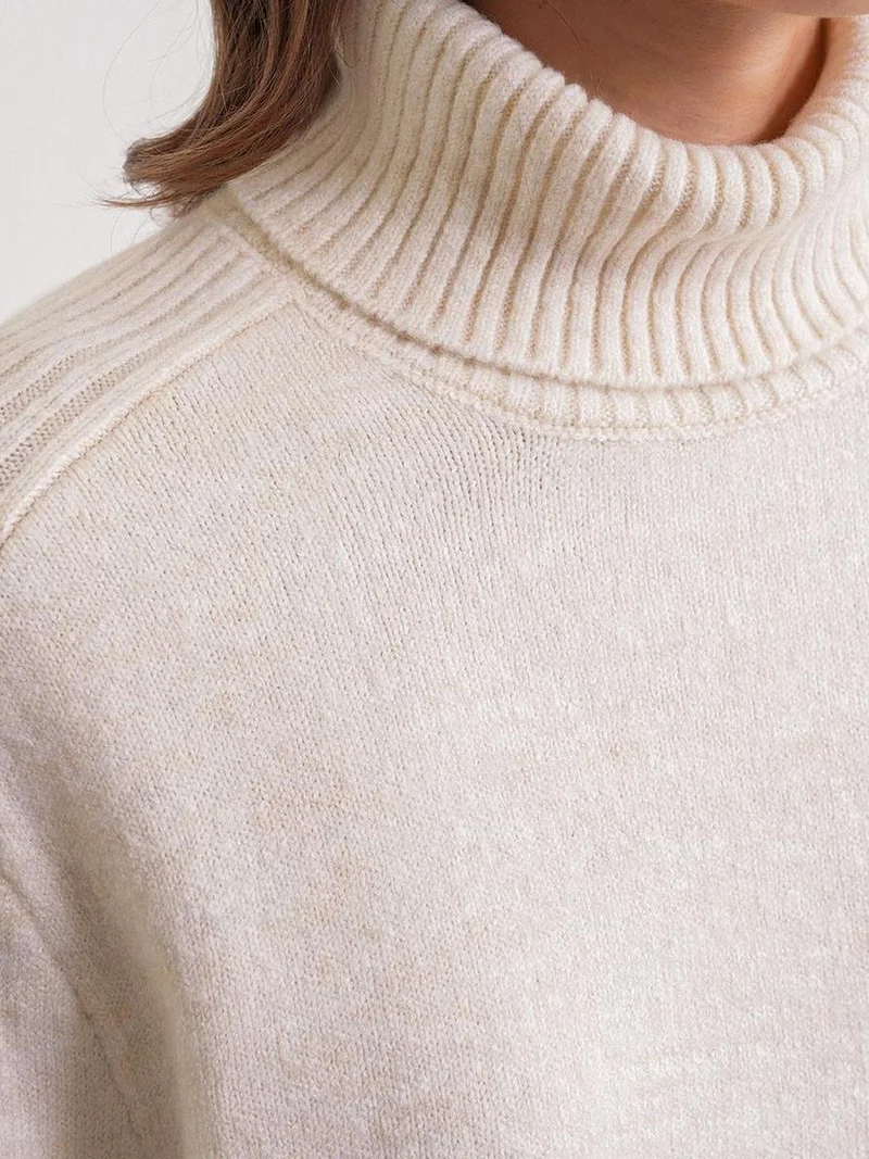 MixRay Natural Mixray Loose Fit Turtleneck Knit Sweater for Women | Best Price UAE