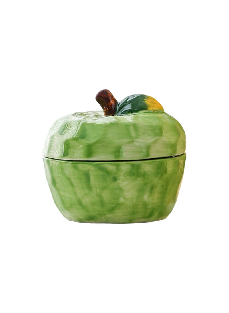 Diy Aromatherapy Candle Jar Creative Ceramic Candle Holder Cup Jewelry Storage Container For Girls Gift (Green Apple Jar)  - Image 1