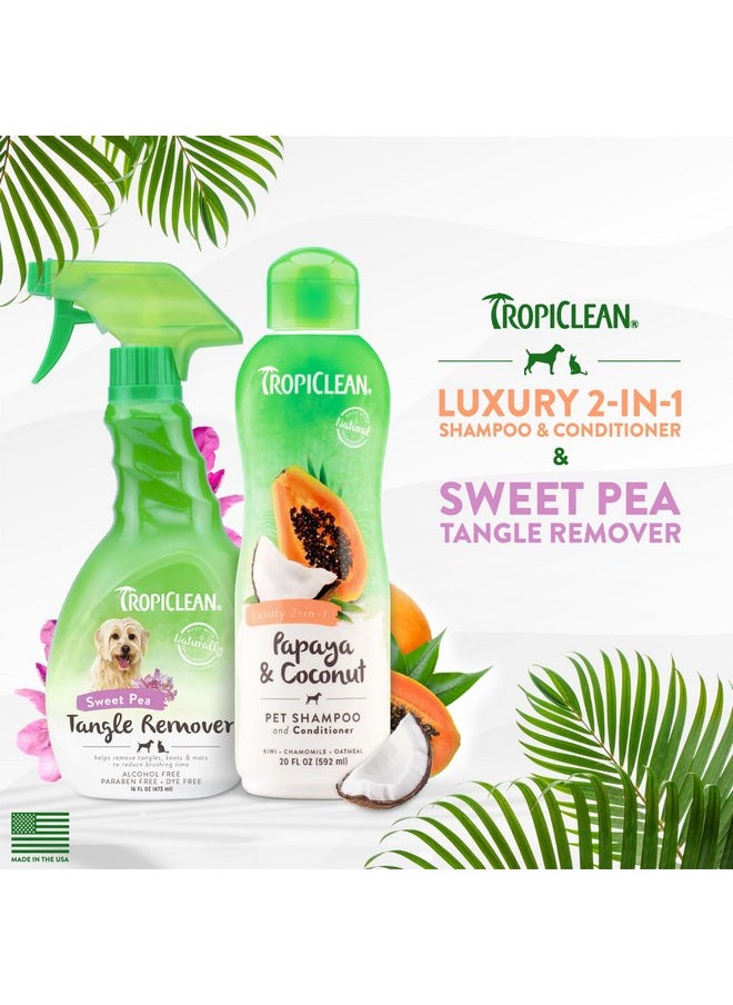 TropiClean TropiClean Bundle 2-in-1 Papaya & Coconut Dog Shampoo and Conditioner and Sweet Pea Cat & Dog Detangler Spray Dematting Set | Derived from Natural Ingredients | Made in The USA | Set of 2  - Image 2