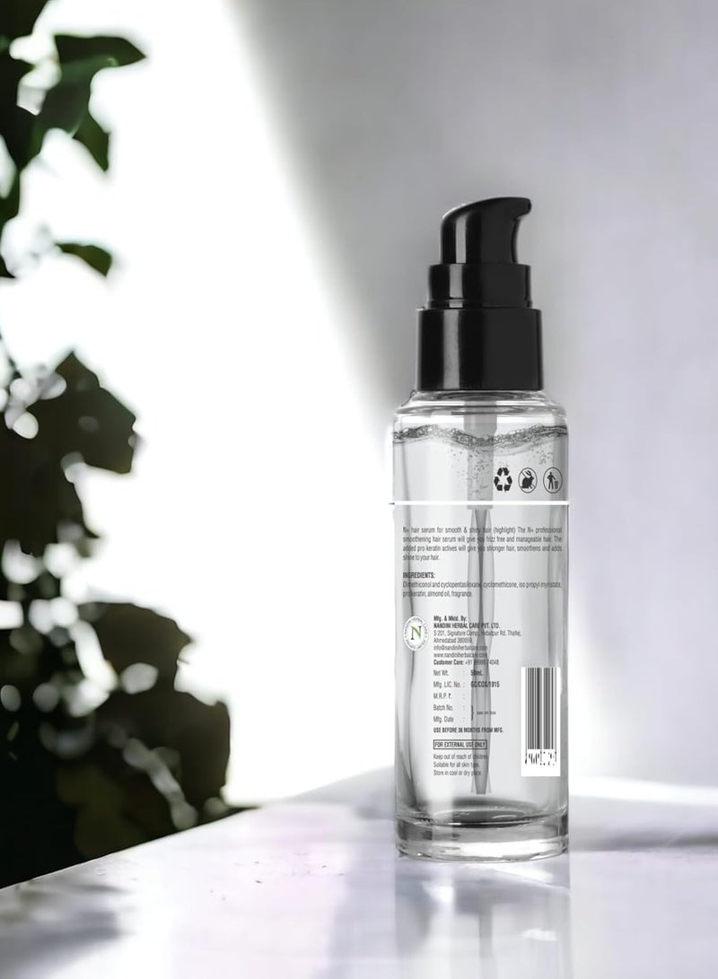 N Plus Professional Hair Serum, For Smoothening Hair, Anti Frizz and Anti Dryness With Pro Keratin Actives, 50 ML - Image 3