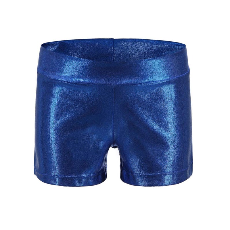 Dtone Girls Dance Short Gymnastics Athletic Shorts Sparkle Glitter Tumbling Bottoms (Blue, 130) - Image 1