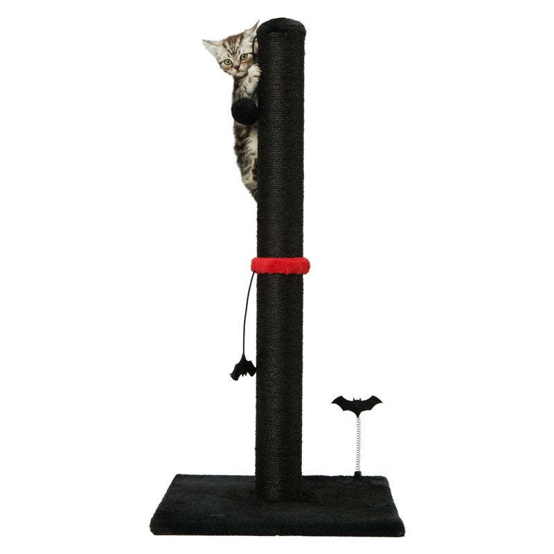 MECOOL Cat Scratching Post Premium Sisal Scratch Posts with Hanging Ball Vertical Scratcher for Indoor Cats and Kittens,Black - Image 1