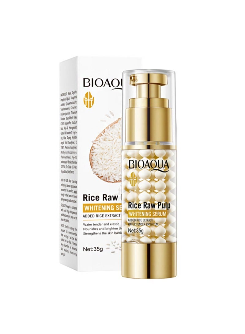 BIOAOUA Rice Raw Pulp Whitening Serum，Facial Skin Tightening Pores And Removing Spots Rice Essence, Facial White Rice Essence, Deep Moisturizing And Nourishing Facial Essence (35g) - Image 1