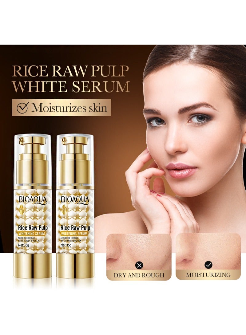 BIOAOUA Rice Raw Pulp Whitening Serum，Facial Skin Tightening Pores And Removing Spots Rice Essence, Facial White Rice Essence, Deep Moisturizing And Nourishing Facial Essence (35g) - Image 2