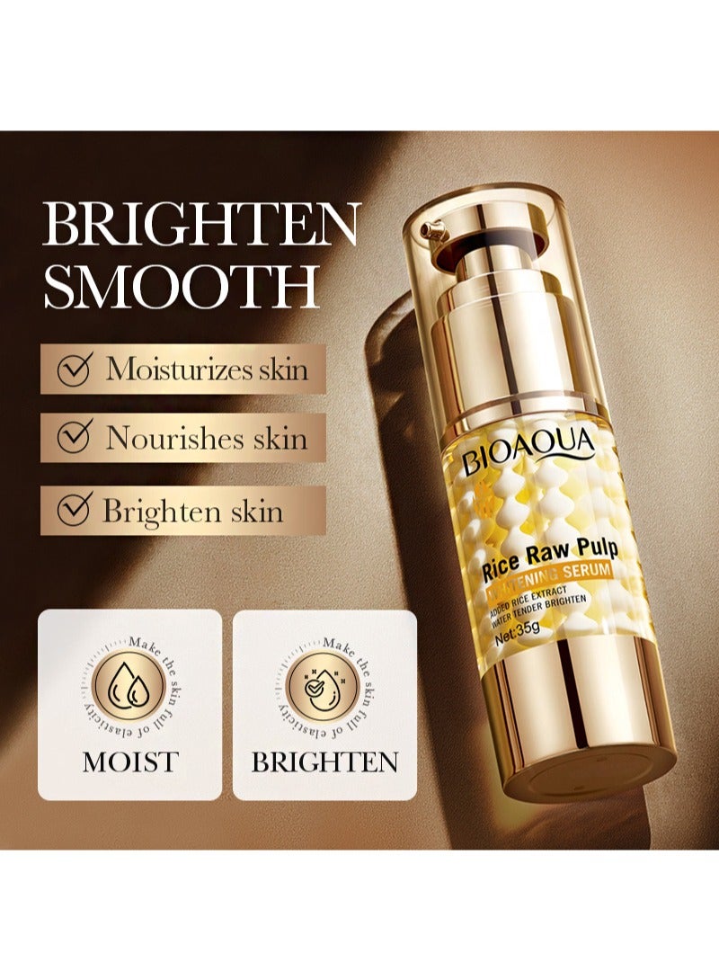 BIOAOUA Rice Raw Pulp Whitening Serum，Facial Skin Tightening Pores And Removing Spots Rice Essence, Facial White Rice Essence, Deep Moisturizing And Nourishing Facial Essence (35g) - Image 3