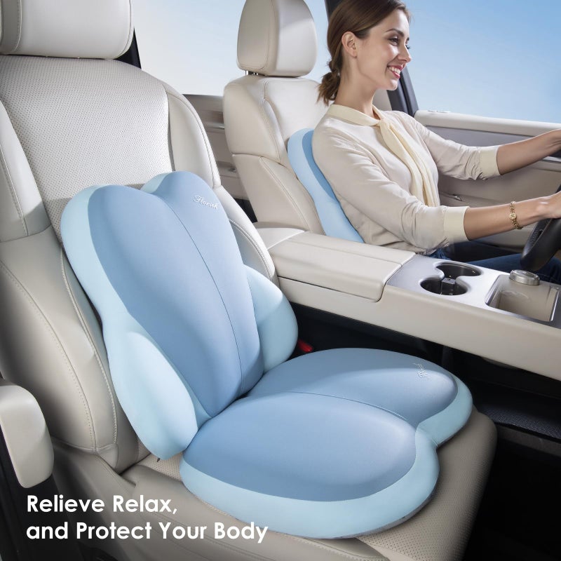 FLORICH Car Seat Cushion and Back Support for Car Ultrathick Memory Foam Office Chair Cushions with Lumbar Support Pillow for Sciatica & Back & Tailbone Pain Relief (Blue) - Image 5