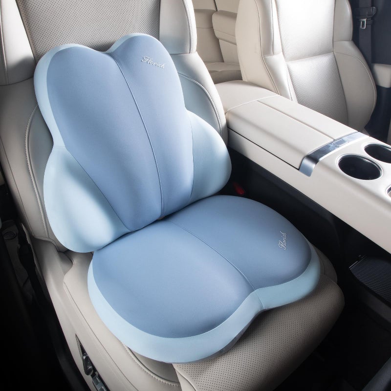 FLORICH Car Seat Cushion and Back Support for Car Ultrathick Memory Foam Office Chair Cushions with Lumbar Support Pillow for Sciatica & Back & Tailbone Pain Relief (Blue) - Image 1