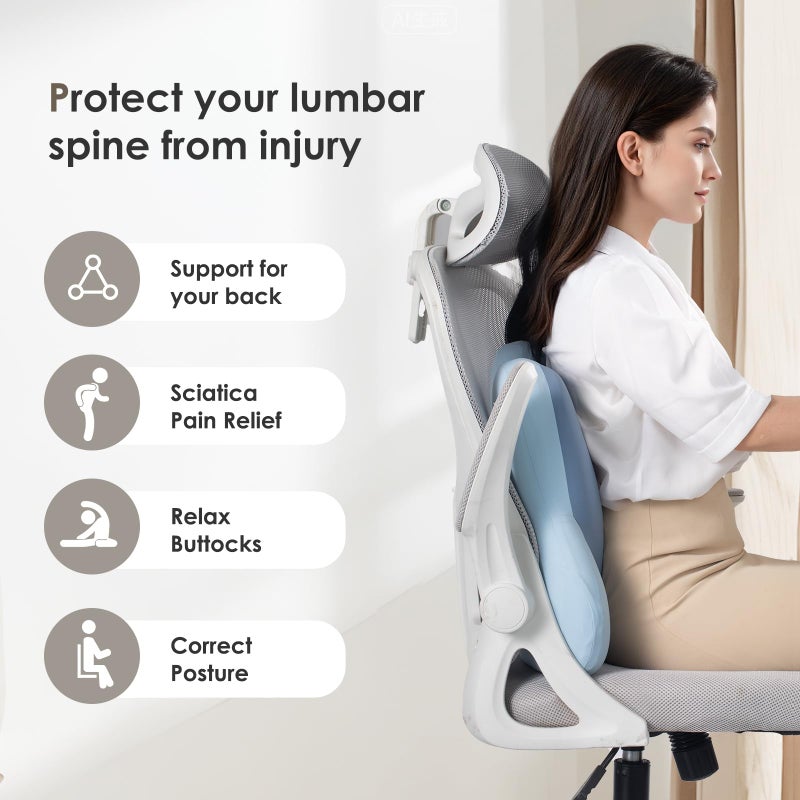 FLORICH Car Seat Cushion and Back Support for Car Ultrathick Memory Foam Office Chair Cushions with Lumbar Support Pillow for Sciatica & Back & Tailbone Pain Relief (Blue) - Image 4