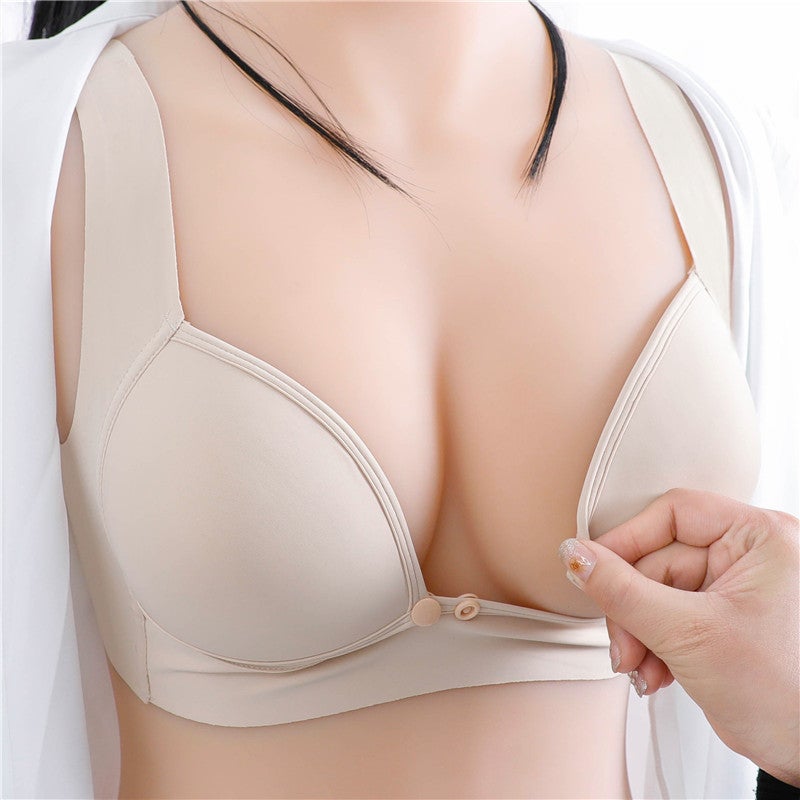 Seamless Maternity Bra Nursing Large Size Front-Opening Coffee - Image 3