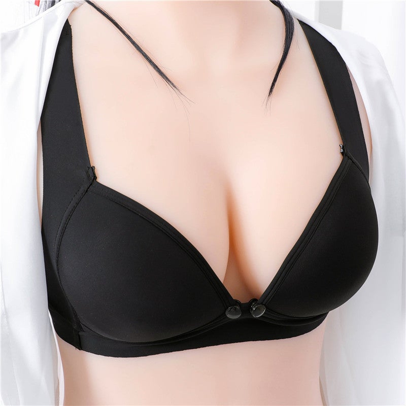 Seamless Maternity Bra Nursing Large Size Front-Opening Coffee - Image 4