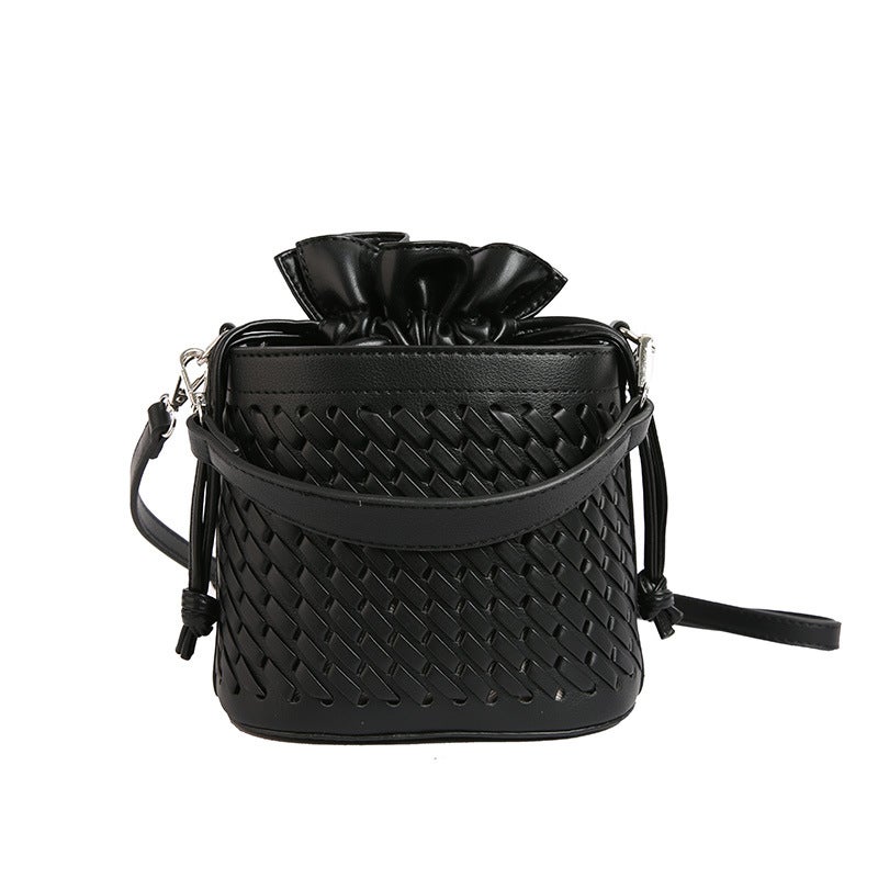 High-Grade Bag For Women Textured Woven Hand Bucket Bag Elegant All-Match Shoulder Messenger Bag - Image 1