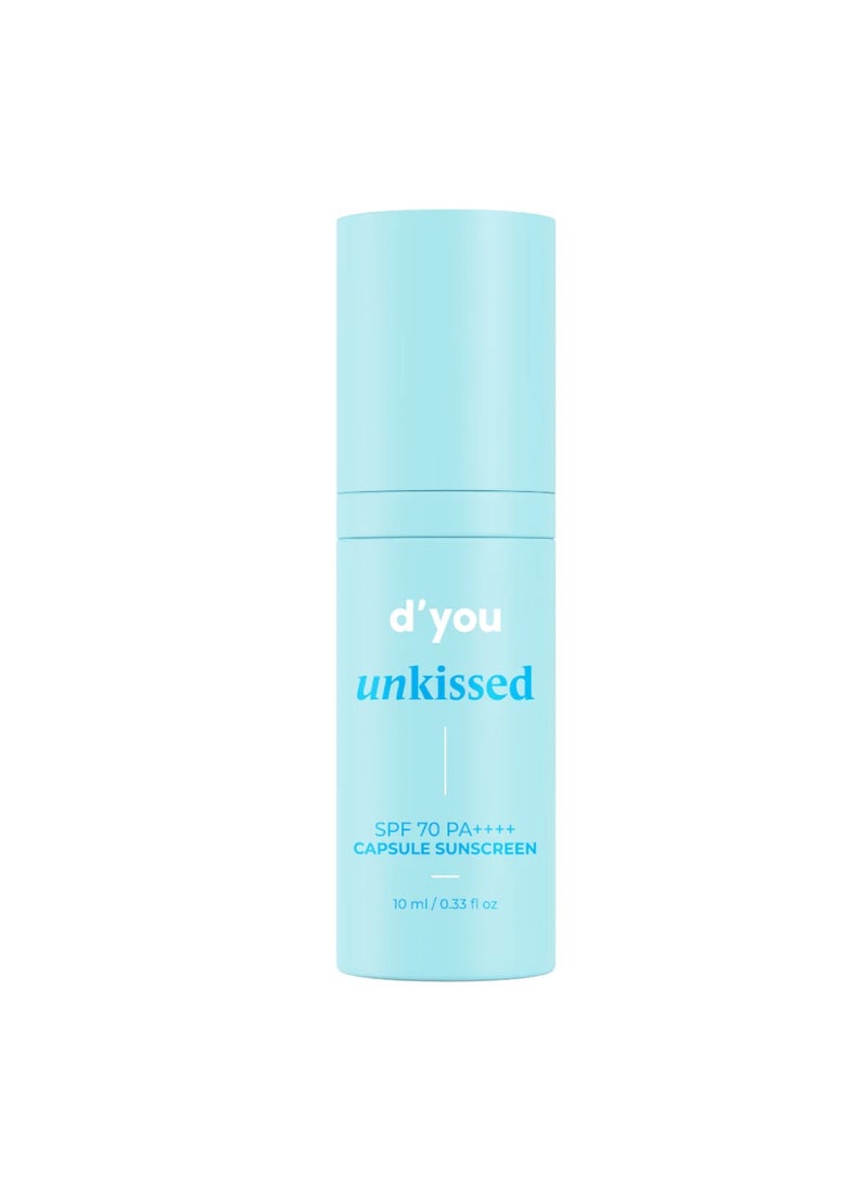 d'you unkissed Serum Sunscreen Broad Spectrum SPF 70+ & PA++++ No Whitecast Hydrating & Cooling 14 Soothing Plant Extracts 10ml - Image 4