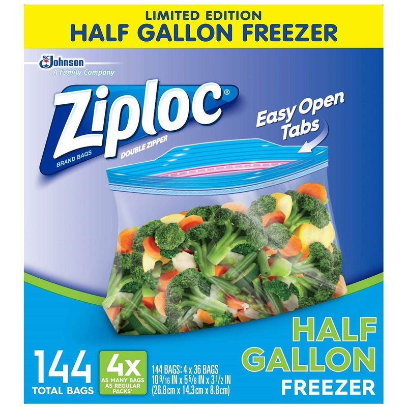 Ziploc Half gallon Freezer Bags 144 ct 144Count