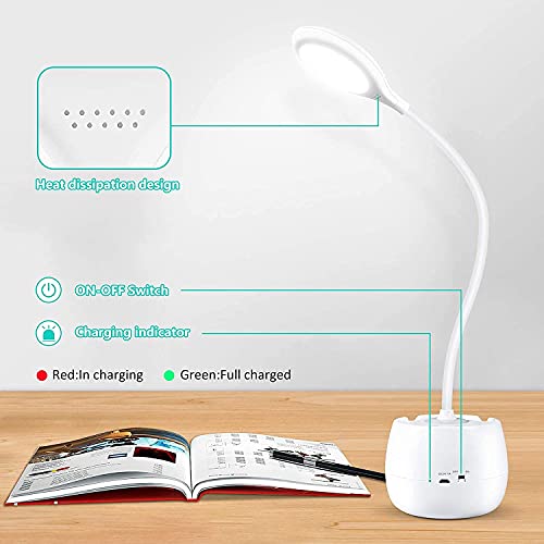 IDOLESHOP Plastic Desk Light With 3 Shades Touch Control Light With Pen And Mobile Holder Design LED Table Lamp (5 In One),White - Image 3