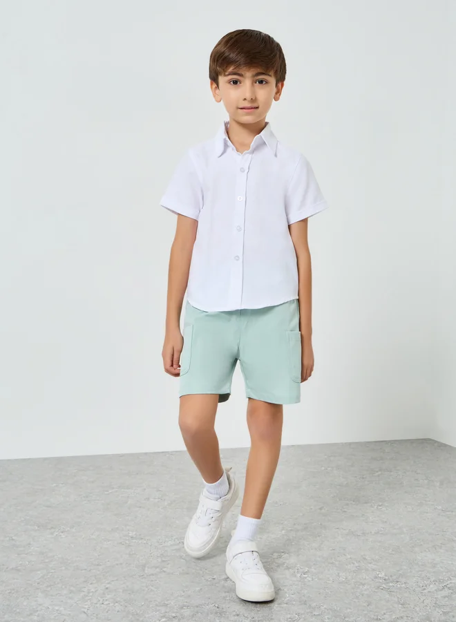 Styli Kids Green Cargo Shorts