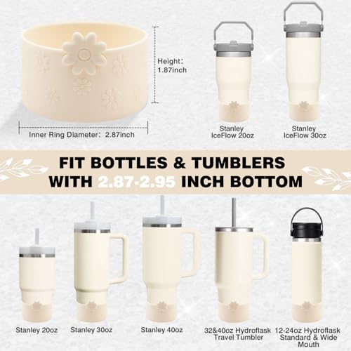 Hpebl Hpbel Protective Silicone Boot Cream for Stanley Cup Accessories Compatible with Stanley Cup Boot 40/30z More Bottles with 2.95in Bottom for Anti-Slip Water Bottle Flower Tumbler Accessories - Image 3