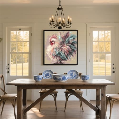 Acelii Colorful Rooster Paint by Numbers Kit for Adults Beginner,Cock Oil Painting Kit Adult Paint by Number Kits on Canvas,DIY Chicken Painting for Beginners Art by Numbers Home Wall Decor 15.8x15.8 Inch - Image 4