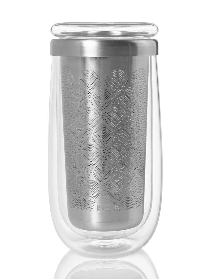 AdHoc Tea Glass with Infuser - Mug with Stainless Steel, Fine Filter - Double-Walled Borosilicate Glass Teacup - Perfect for Brewing Loose Leaf - Includes Drip Stand Lid - Image 1