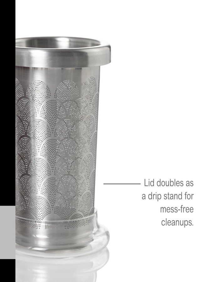 AdHoc Tea Glass with Infuser - Mug with Stainless Steel, Fine Filter - Double-Walled Borosilicate Glass Teacup - Perfect for Brewing Loose Leaf - Includes Drip Stand Lid - Image 5