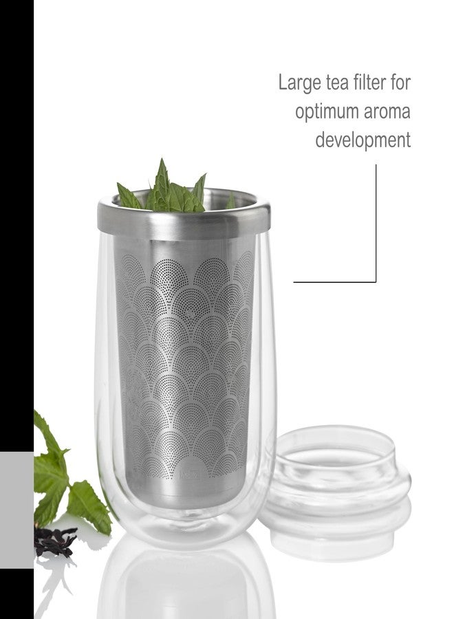 AdHoc Tea Glass with Infuser - Mug with Stainless Steel, Fine Filter - Double-Walled Borosilicate Glass Teacup - Perfect for Brewing Loose Leaf - Includes Drip Stand Lid - Image 3