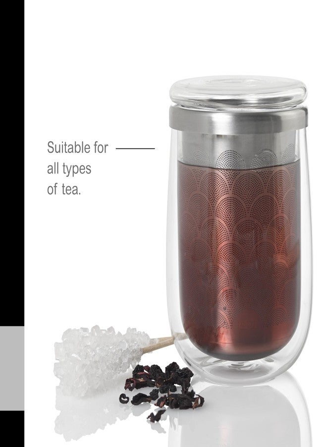 AdHoc Tea Glass with Infuser - Mug with Stainless Steel, Fine Filter - Double-Walled Borosilicate Glass Teacup - Perfect for Brewing Loose Leaf - Includes Drip Stand Lid - Image 4