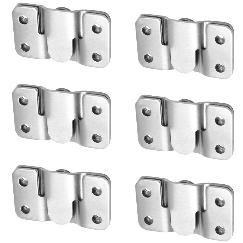 Moicstiy 6 Pairs Flush Mount Bracket 54x30mm Stainless Steel Wall Mount Bracket Removable Mounting Hook for Headboard Wall Mirrors Picture and Art Gallery