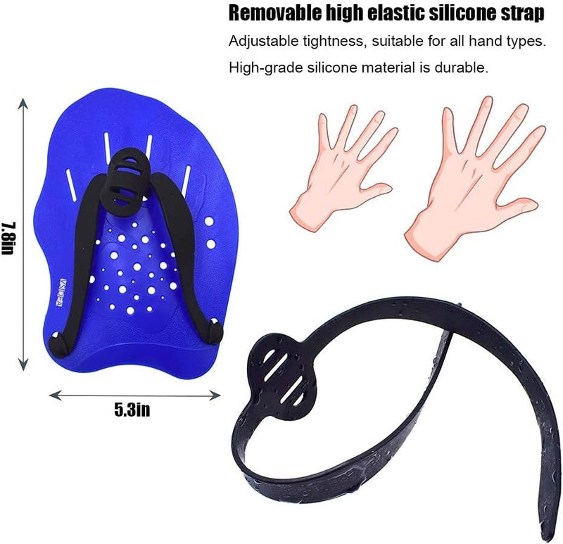vsidea Swim Training Hand Paddles with Ear Plugs and Nose Clip, Adjustable Straps Contour Swimming Paddles for Women Men and Children Professional Swimming Accessories - Image 3