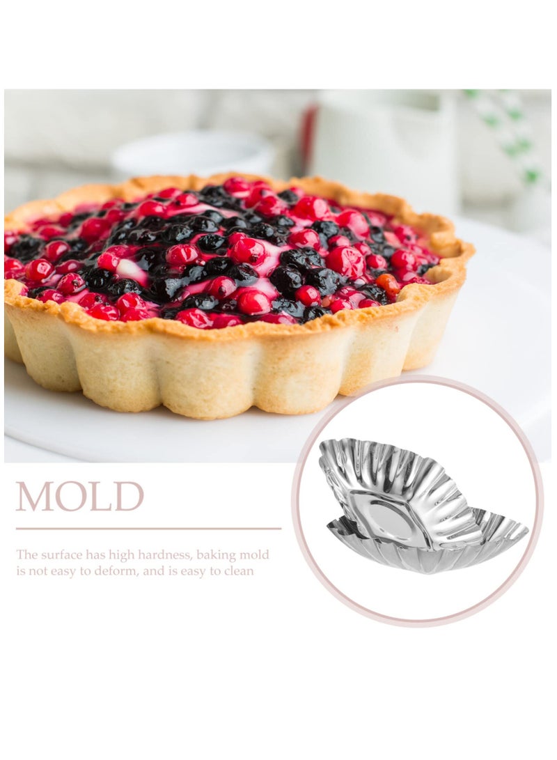 Excefore 20pcs Cake Cup Kitchen Things, Kitchen Stuff Stainless Steel Molds Egg Tart Making Molds Egg Tart Molds Mold Diy Tart Molds Tart Supply Household Muffin Cup Picnic Supplies - Image 4