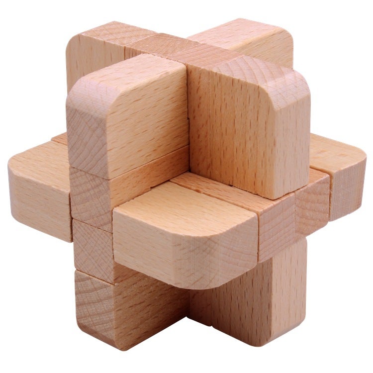 Wisdom Wheel Large Beech Kongming Lock Children'S Educational Toys For Adults And Students Decompression Burning Brain Disassembly And Reassembly Luban Lock - Image 3