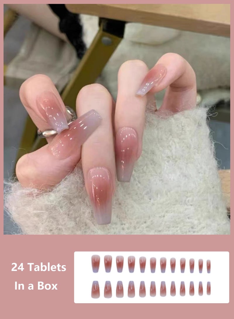 24 Pieces False Nails Set Detachable Nail Stickers - Image 1