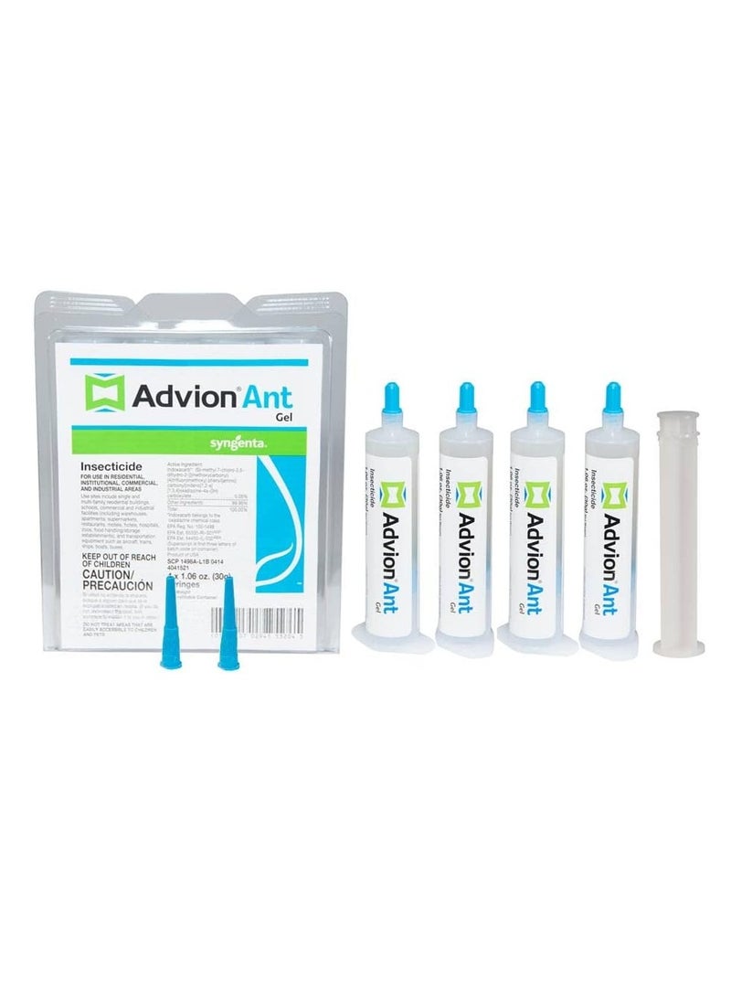 syngenta - Advion Ant Gel Bait, 4 Tubes x 30-Grams, 1 Plunger and 2 Tips, Effective Ant Bait, Formulated with 0.05% Indoxacarb, Indoor and Outdoor Use, Ant Killer Gel for Control of Most Major Ant Species - Image 1