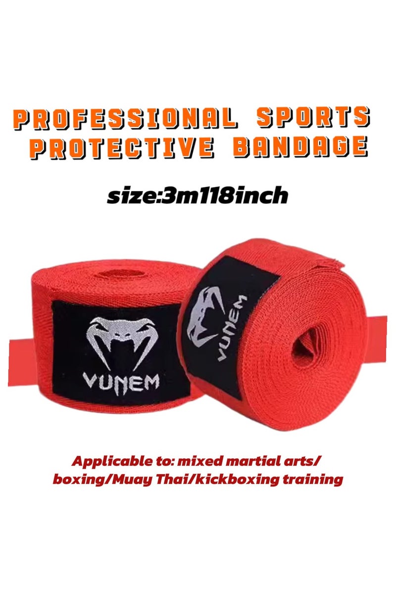 VENUM Professional men's/women's sports bandages - Comprehensive Protection for MMA, Boxing, Muay Thai, and Kickboxing Training (Red, 3m/118inch") - Image 1