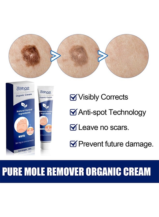 EELHOE Orgaic Cream,Mole And Body Wart Removal Cream- Natural Herbal Ingredeints, Wart Remover Treatment Skin Repair Cream Against Moles Warts Use On Any Parts Of Body 20g - Image 3
