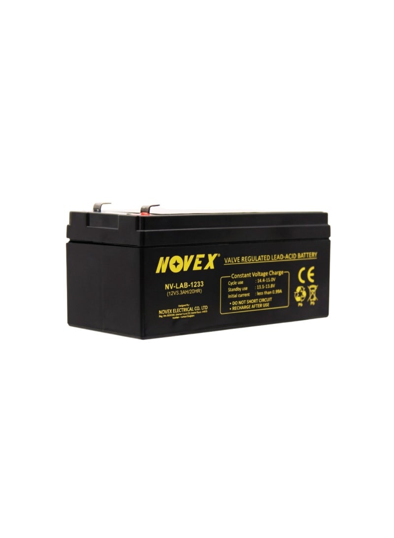 Novex 12V 3.3Ah Lead Acid Battery – UPS, Emergency, Maintenance-Free - Image 1
