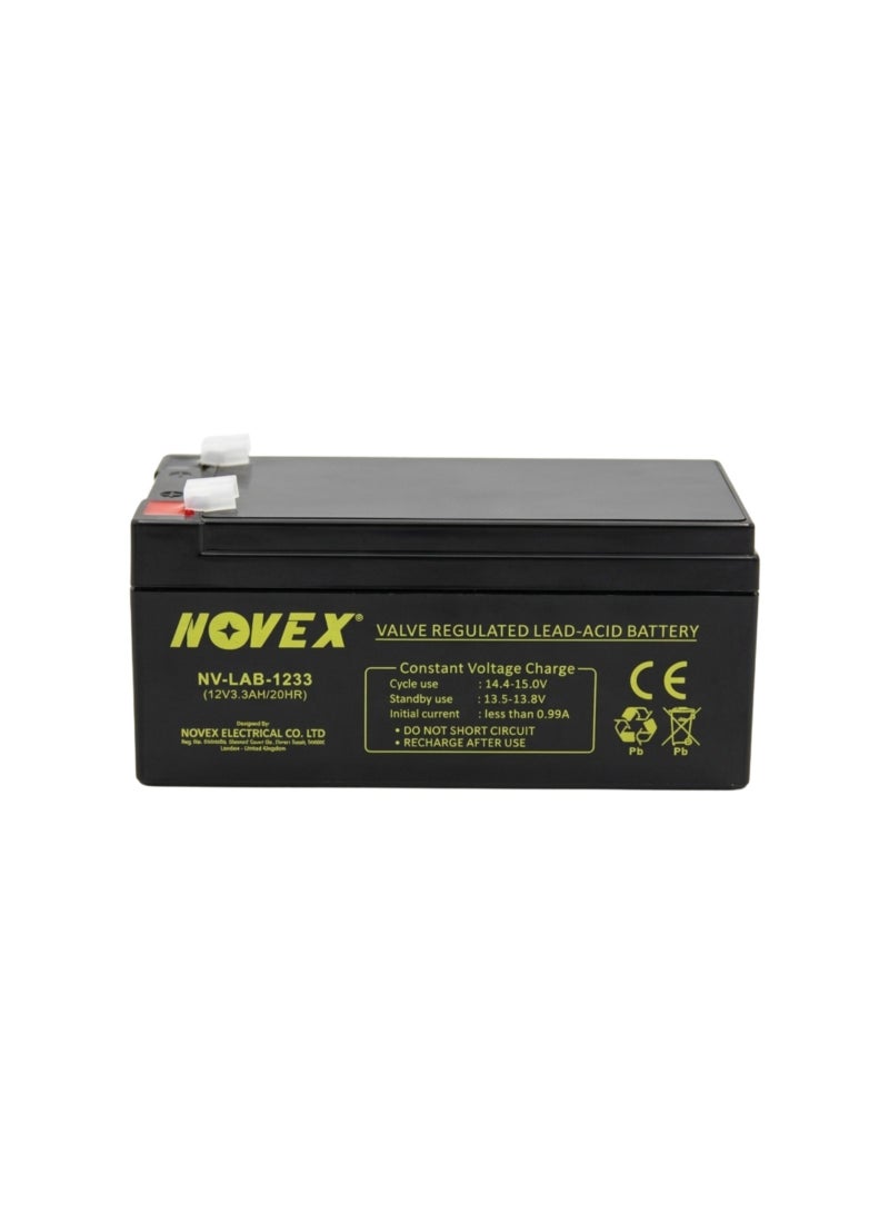 Novex 12V 3.3Ah Lead Acid Battery – UPS, Emergency, Maintenance-Free - Image 2