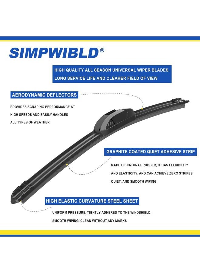 SIMPWIBLD 2 Factory Wiper Blades Replacement For 2001-2004 Ford Escape/2019-2020 Jeep Wrangler Original Equipment Windshield Wiper Blades Set 19"+19" (Set of 2) U/J HOOK - Image 3
